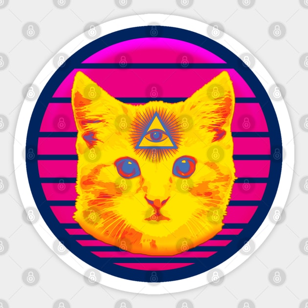 Cat God is Watching Sticker by ChrisOConnell